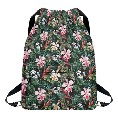 Vintage Tropical Exotic Hawaiian Print Drawstring Backpack