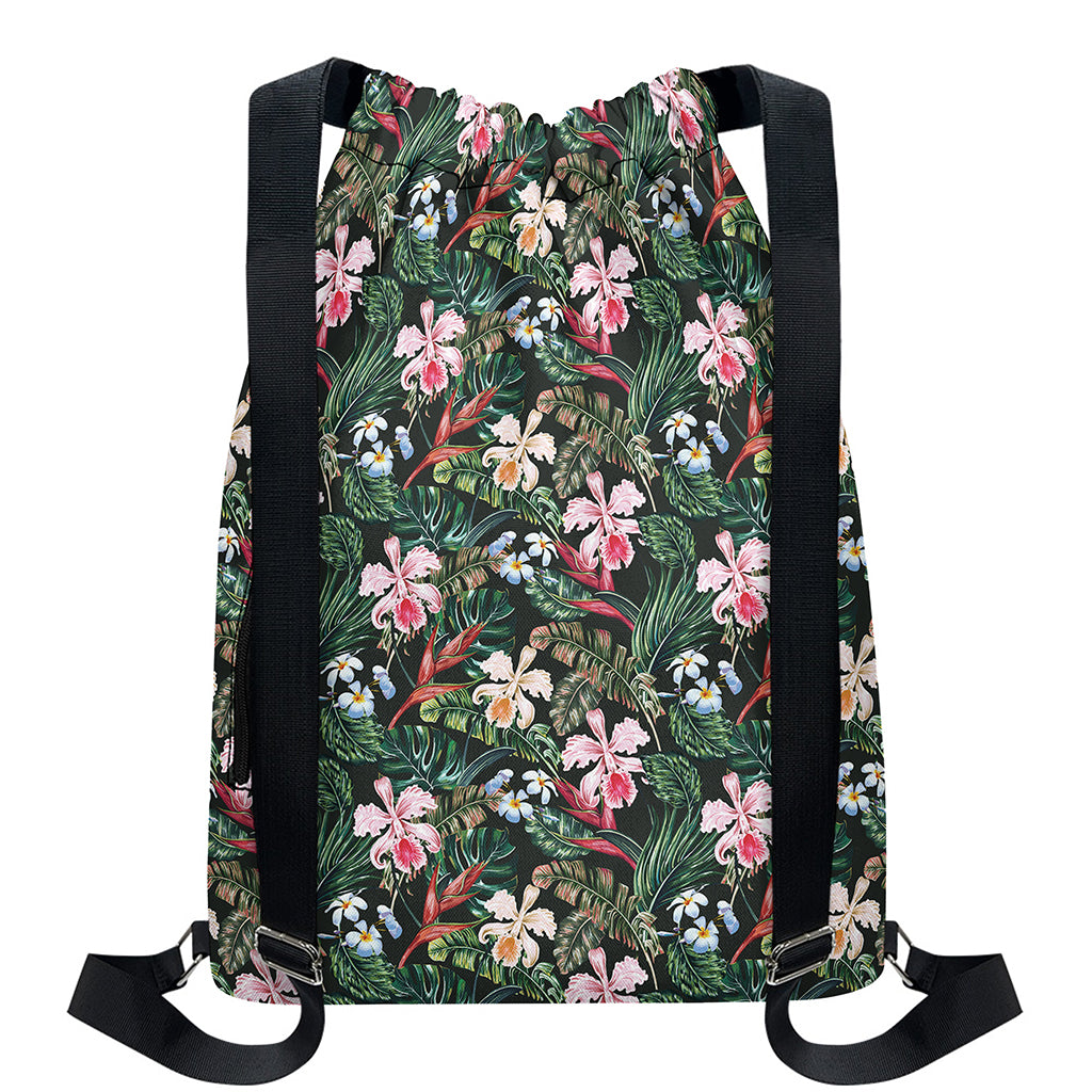 Vintage Tropical Exotic Hawaiian Print Drawstring Backpack