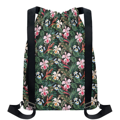 Vintage Tropical Exotic Hawaiian Print Drawstring Backpack