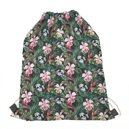 Vintage Tropical Exotic Hawaiian Print Drawstring Bag
