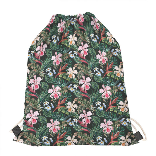 Vintage Tropical Exotic Hawaiian Print Drawstring Bag