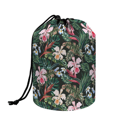 Vintage Tropical Exotic Hawaiian Print Drawstring Makeup Bag