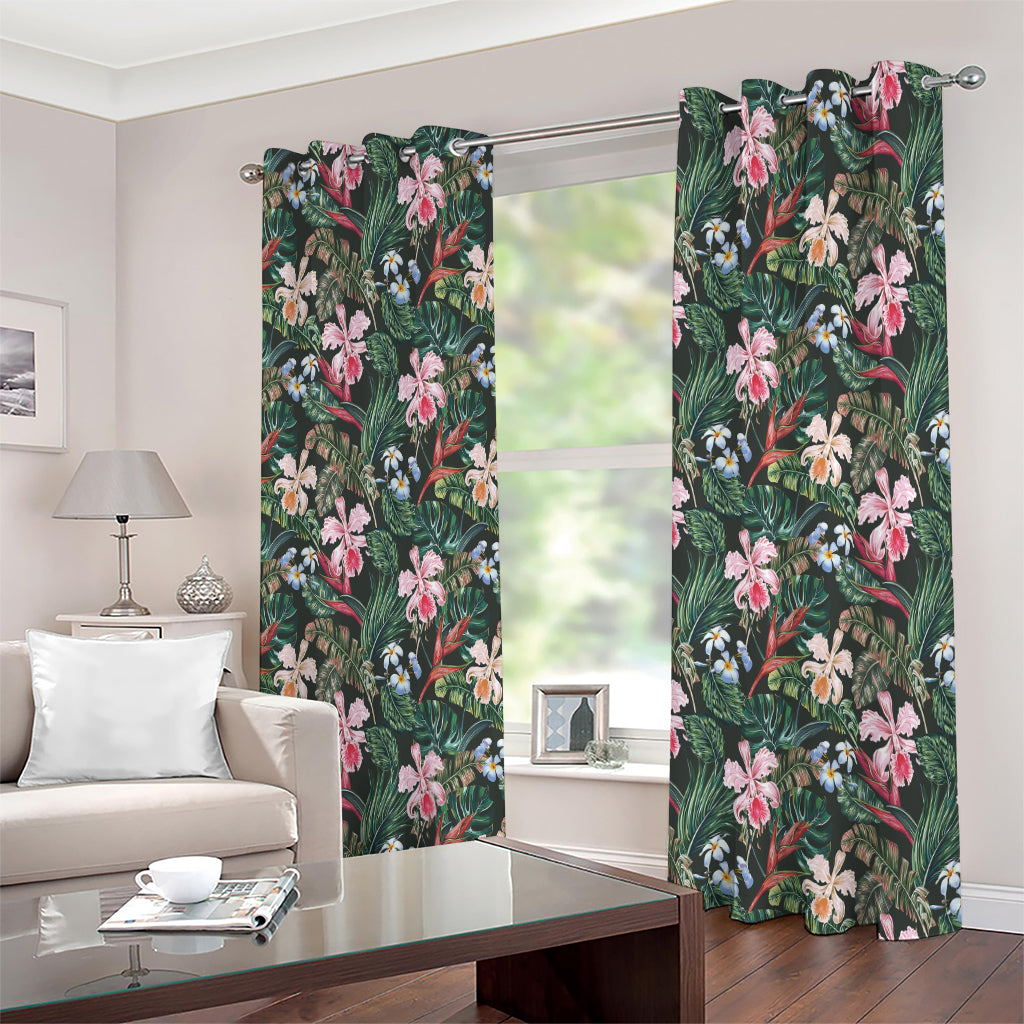 Vintage Tropical Exotic Hawaiian Print Extra Wide Grommet Curtains