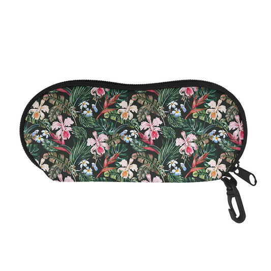 Vintage Tropical Exotic Hawaiian Print Glasses Case
