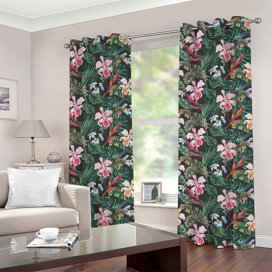 Vintage Tropical Exotic Hawaiian Print Grommet Curtains