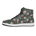 Vintage Tropical Exotic Hawaiian Print High Top Leather Sneakers