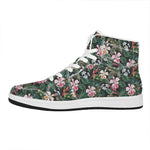 Vintage Tropical Exotic Hawaiian Print High Top Leather Sneakers