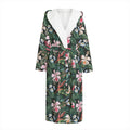 Vintage Tropical Exotic Hawaiian Print Hooded Bathrobe