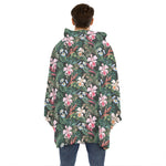Vintage Tropical Exotic Hawaiian Print Hoodie Blanket