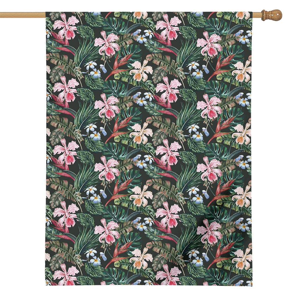 Vintage Tropical Exotic Hawaiian Print House Flag