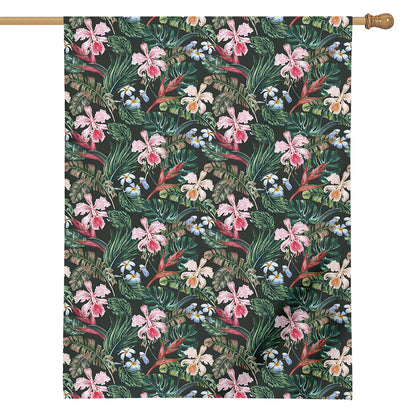 Vintage Tropical Exotic Hawaiian Print House Flag