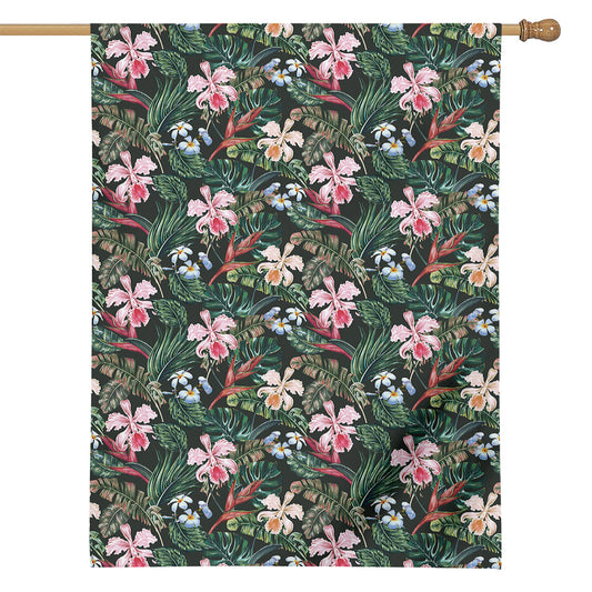 Vintage Tropical Exotic Hawaiian Print House Flag