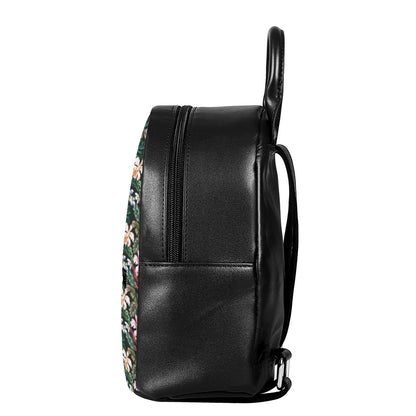 Vintage Tropical Exotic Hawaiian Print Leather Backpack