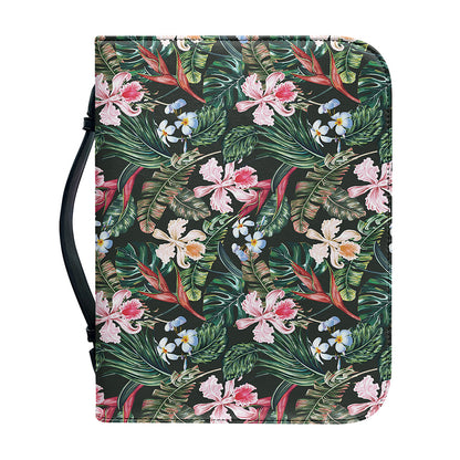 Vintage Tropical Exotic Hawaiian Print Leather Bible Cover