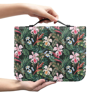 Vintage Tropical Exotic Hawaiian Print Leather Bible Cover