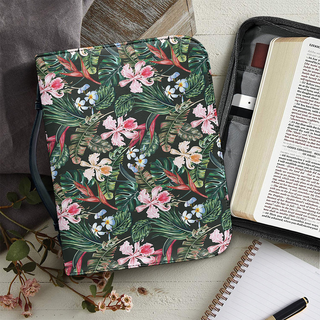 Vintage Tropical Exotic Hawaiian Print Leather Bible Cover