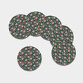 Vintage Tropical Exotic Hawaiian Print Leather Coaster Set