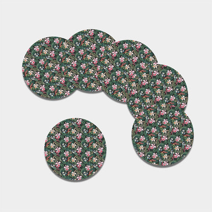 Vintage Tropical Exotic Hawaiian Print Leather Coaster Set