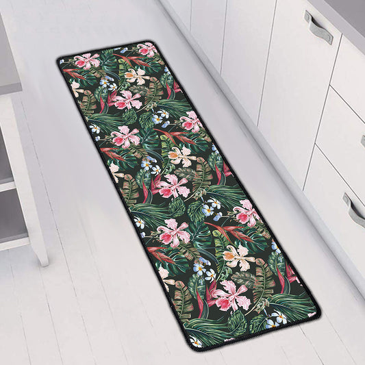 Vintage Tropical Exotic Hawaiian Print Long Kitchen Mat