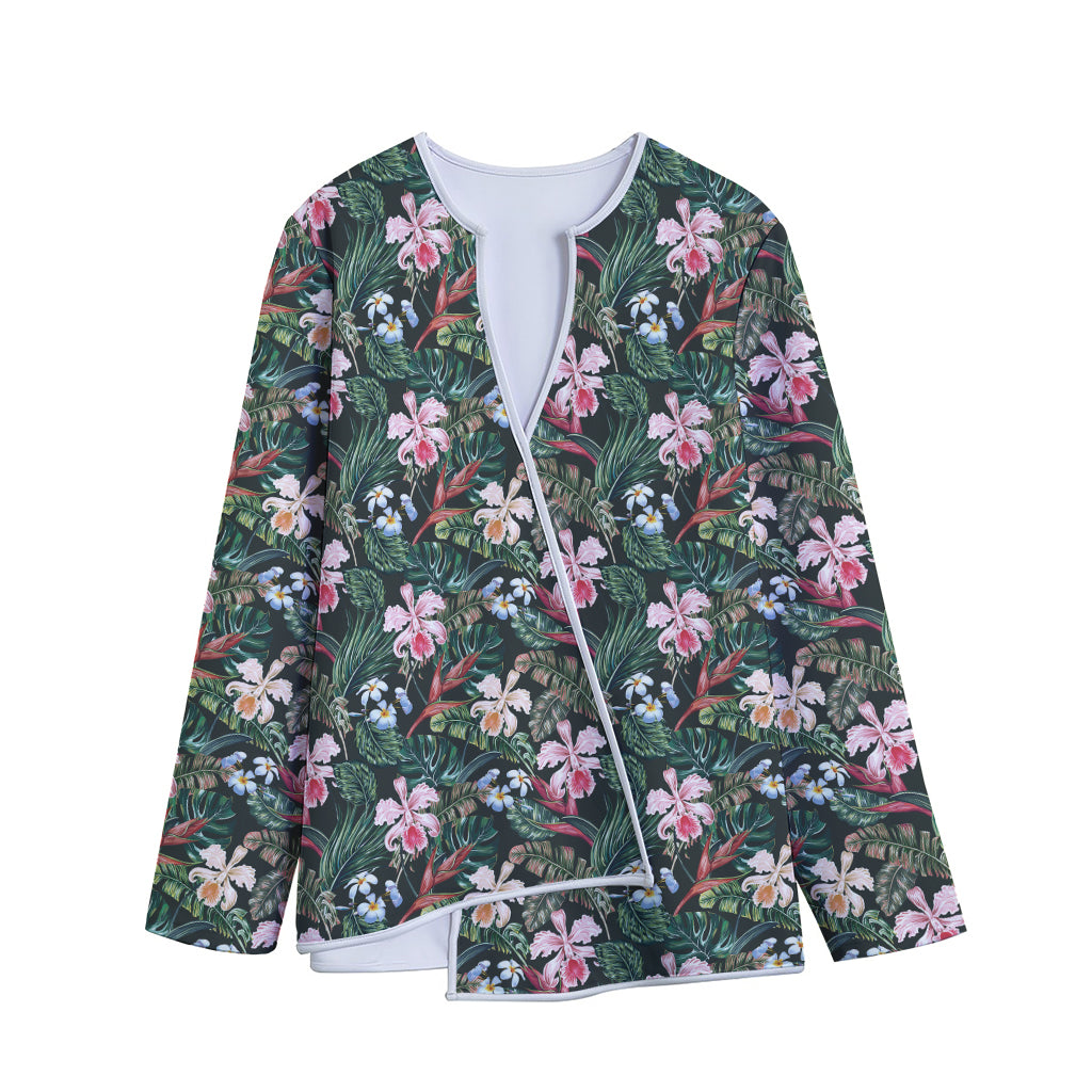 Vintage Tropical Exotic Hawaiian Print Long Sleeve Short Coat