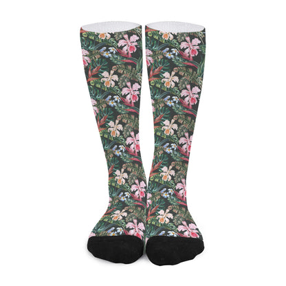 Vintage Tropical Exotic Hawaiian Print Long Socks