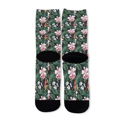 Vintage Tropical Exotic Hawaiian Print Long Socks