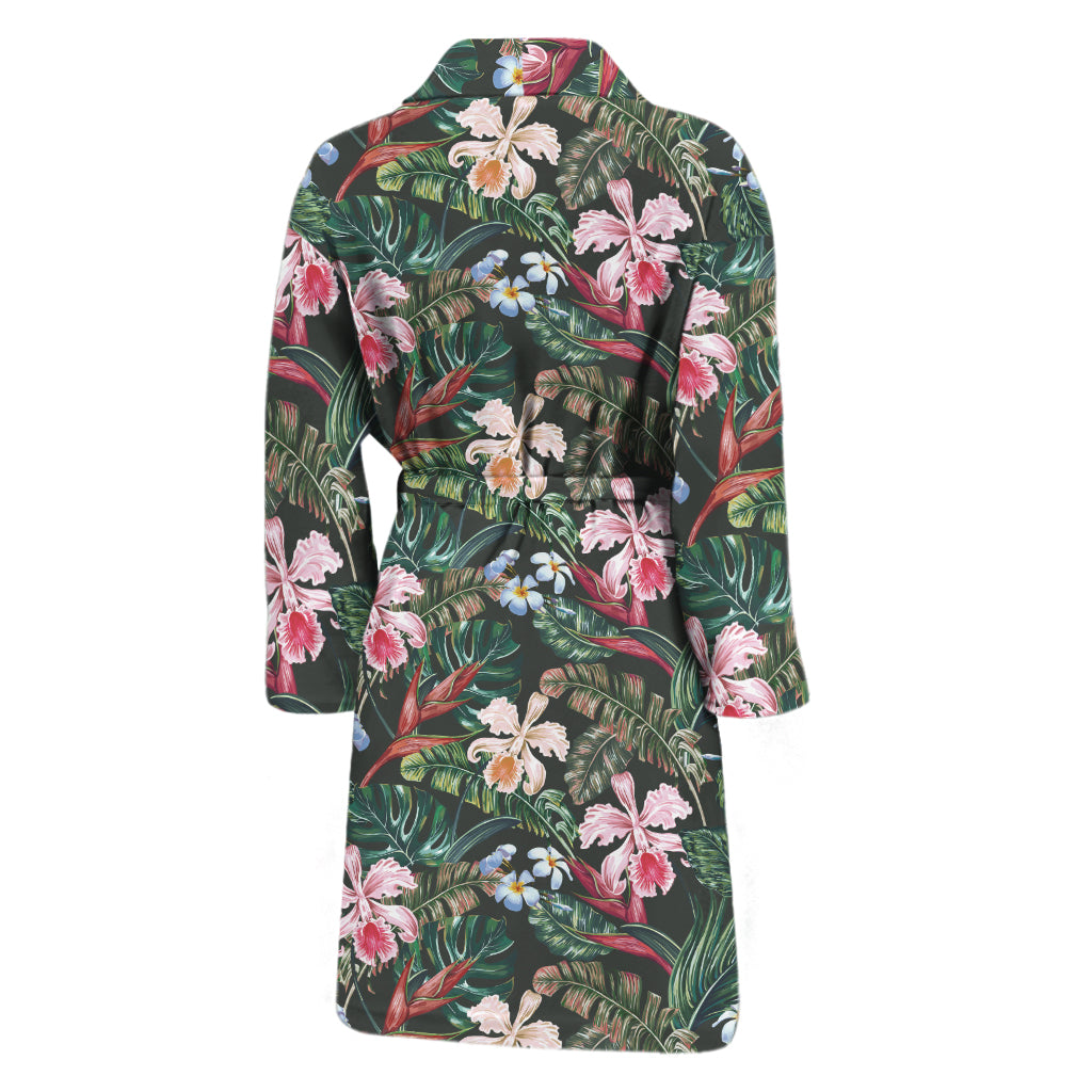 Vintage Tropical Exotic Hawaiian Print Men's Bathrobe