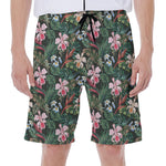 Vintage Tropical Exotic Hawaiian Print Men's Beach Shorts