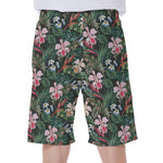 Vintage Tropical Exotic Hawaiian Print Men's Beach Shorts