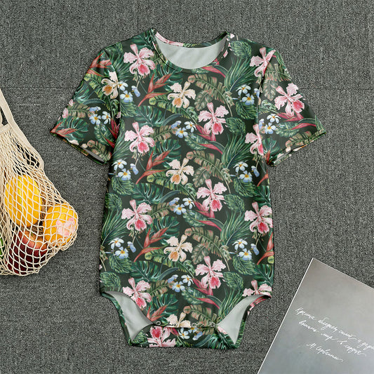Vintage Tropical Exotic Hawaiian Print Men's Bodysuit