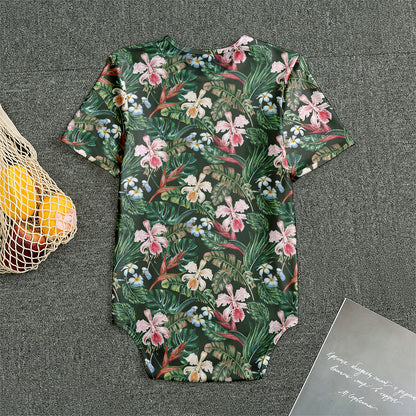 Vintage Tropical Exotic Hawaiian Print Men's Bodysuit