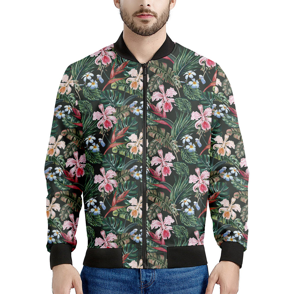 Vintage Tropical Exotic Hawaiian Print Men's Bomber Jacket