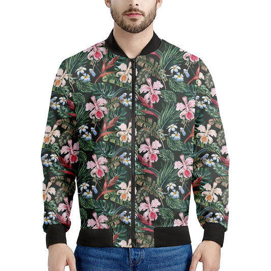 Vintage Tropical Exotic Hawaiian Print Men's Bomber Jacket