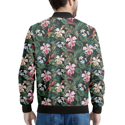 Vintage Tropical Exotic Hawaiian Print Men's Bomber Jacket