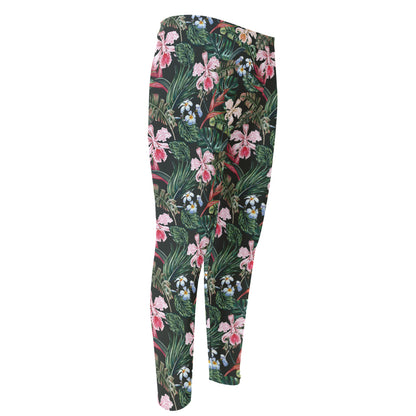 Vintage Tropical Exotic Hawaiian Print Men's Compression Pants