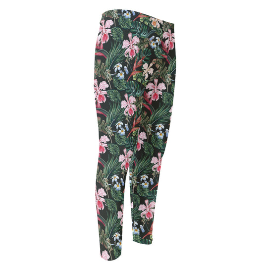 Vintage Tropical Exotic Hawaiian Print Men's Compression Pants