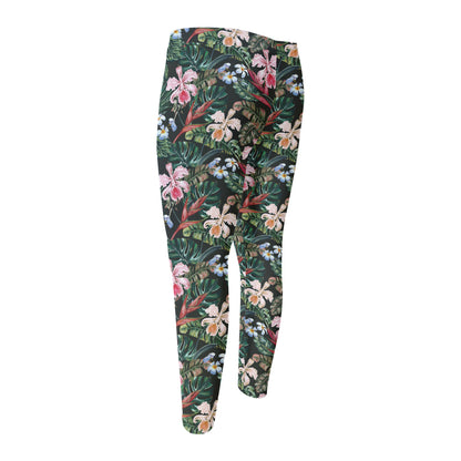 Vintage Tropical Exotic Hawaiian Print Men's Compression Pants