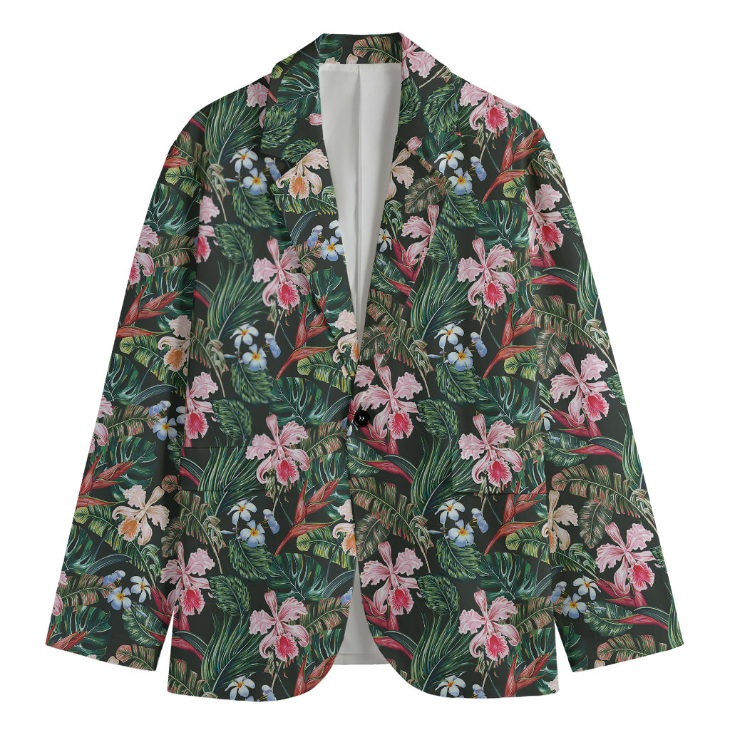 Vintage Tropical Exotic Hawaiian Print Men's Cotton Blazer