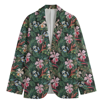 Vintage Tropical Exotic Hawaiian Print Men's Cotton Blazer