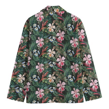 Vintage Tropical Exotic Hawaiian Print Men's Cotton Blazer