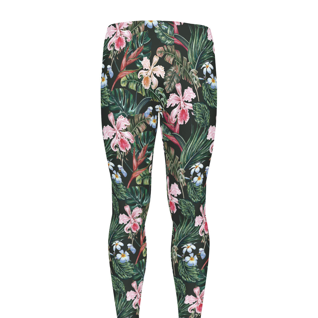 Vintage Tropical Exotic Hawaiian Print Men's leggings