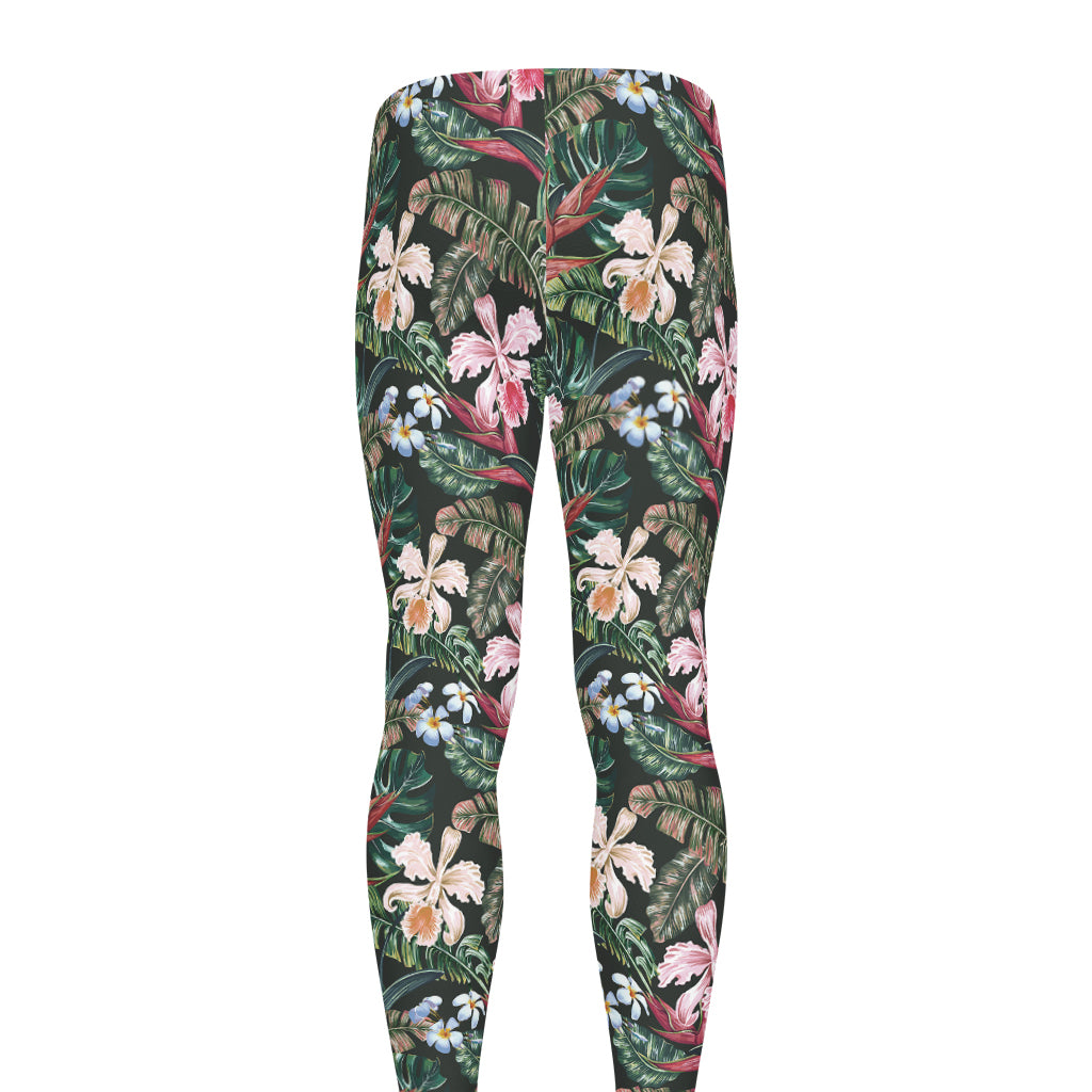 Vintage Tropical Exotic Hawaiian Print Men's leggings