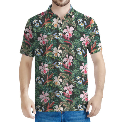 Vintage Tropical Exotic Hawaiian Print Men's Polo Shirt