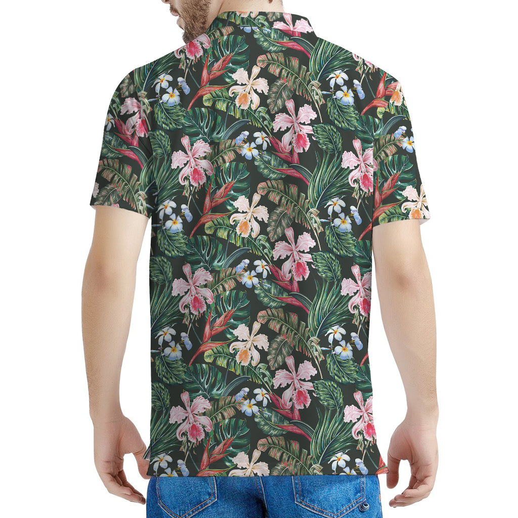 Vintage Tropical Exotic Hawaiian Print Men's Polo Shirt