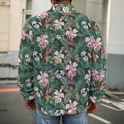 Vintage Tropical Exotic Hawaiian Print Men's Shirt Jacket