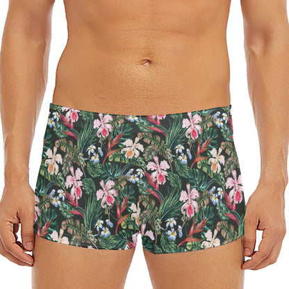 Vintage Tropical Exotic Hawaiian Print Men's Short Boxer Briefs