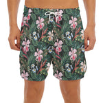 Vintage Tropical Exotic Hawaiian Print Men's Split Running Shorts