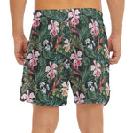 Vintage Tropical Exotic Hawaiian Print Men's Split Running Shorts