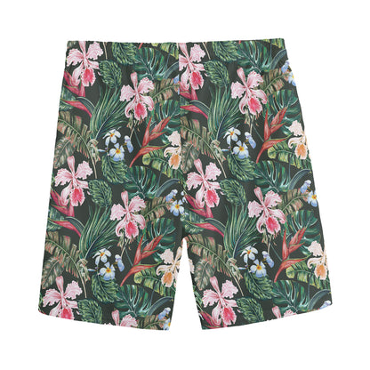 Vintage Tropical Exotic Hawaiian Print Men's Sports Shorts