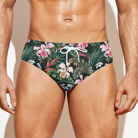 Vintage Tropical Exotic Hawaiian Print Men's Swim Briefs